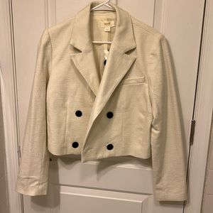 Cropped White Anthropology Blazer